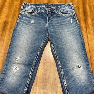 Silver Suki Jeans, size 30x 33, mid rise, boot cut